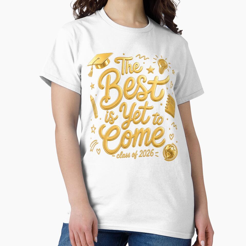 Class of 2026, The Best Is Yet to Come, Graduation Cap Doodles, Senior, Gold Type 3D by matchakpop