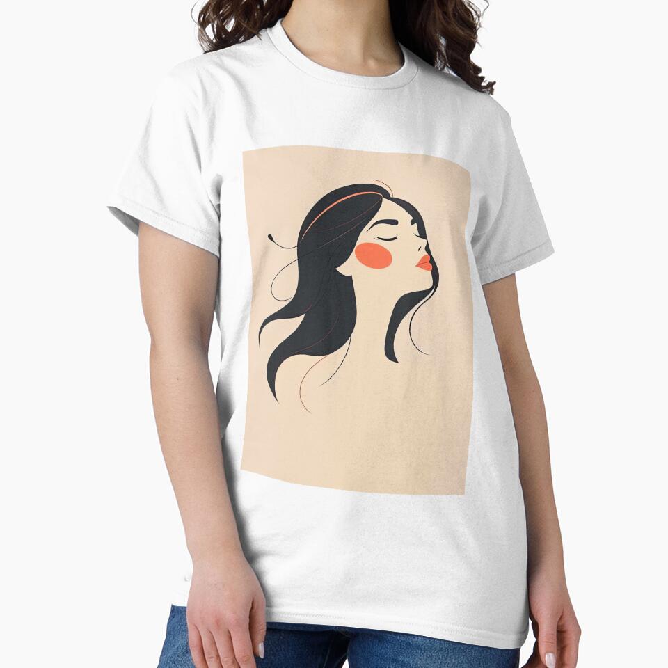 Dreamy Minimalist Woman with Flowing Hair – Modern Portrait Line Art by SpeckAndLook
