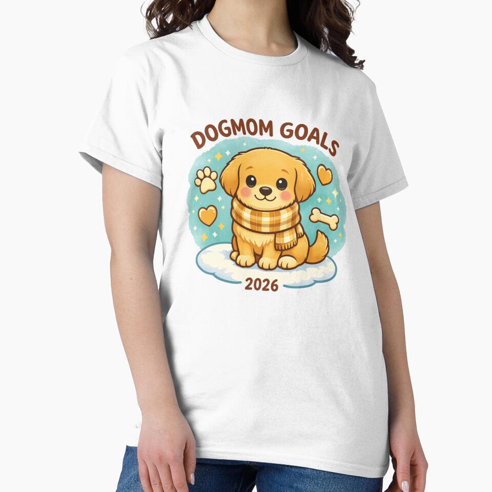 Dogmom Goals 2026 – Cozy Golden Pup New Year Dog Mom Gift by dogmomtees