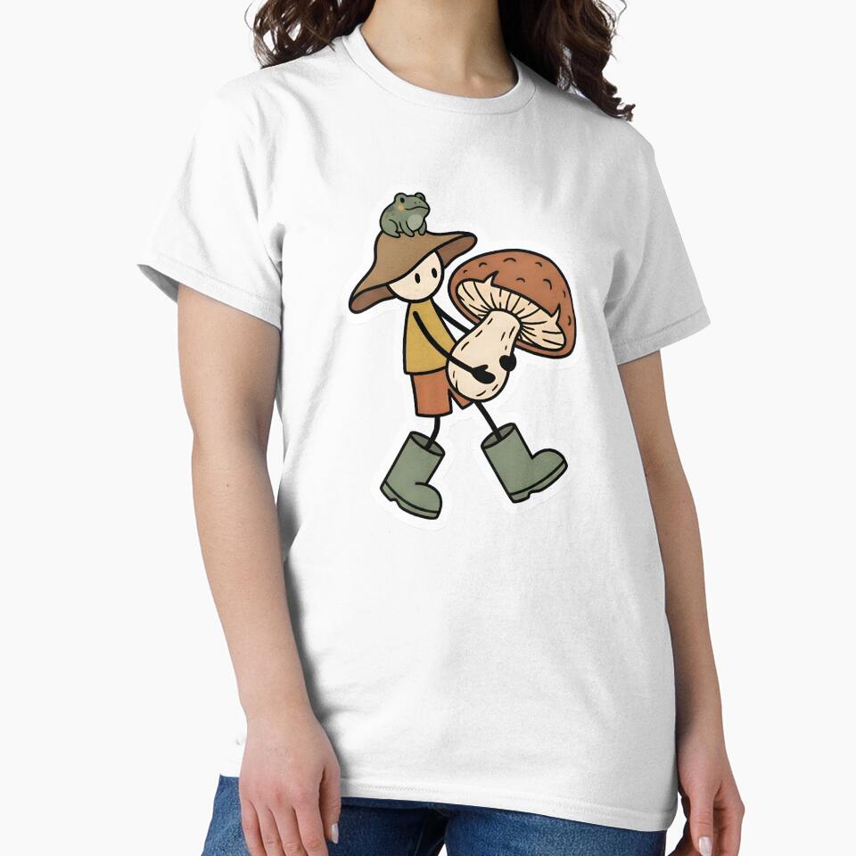 Goblincore Stickman Mushroom Forager Cozy Forest Aesthetic Earth Tones by StickyGuys