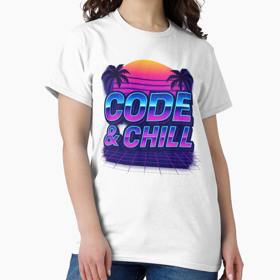Code & Chill - Retro Synthwave Developer Sticker by jgvisualarts