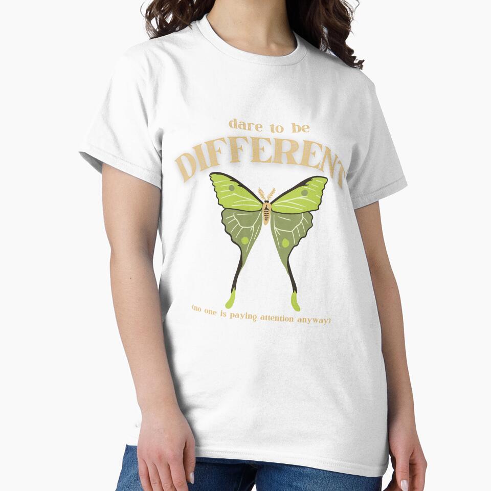 Dare to Be Different – Luna Moth Quote Design with Sarcastic Humor - Pale Gold by thistledewcraft