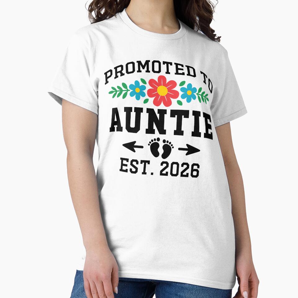 Promoted to Auntie Est 2026 Flower Heart New Auntie 2026 Gift by gunaone-design