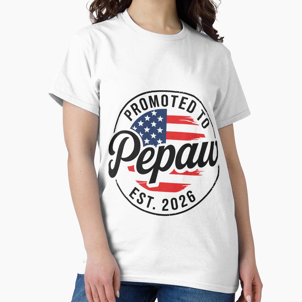 Promoted to Pepaw 2026 Grandpa to Be Gift Funny Soon to Be Grandpa USA Flag by kiralynstration