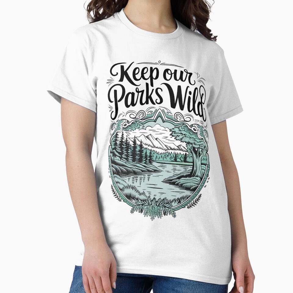 Keep Our Parks Wild – Scenic Vintage Wilderness Illustration by WildlifeInc