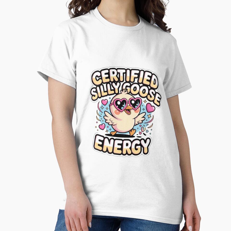 Certified Silly Goose Energy Kawaii T-Shirt – Cute Funny Goose Cartoon Aesthetic Design for Gen Z & Gift Buyers by GemBob Creations