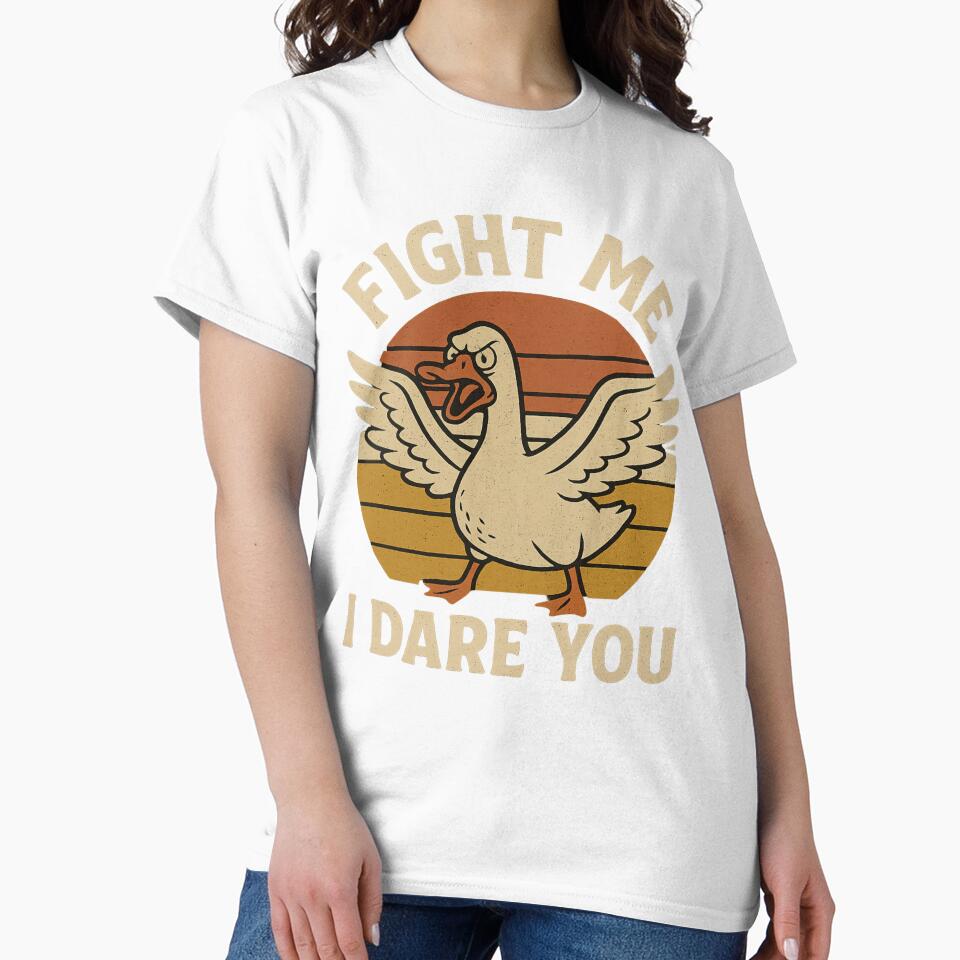 Funny Angry Goose – Fight Me I Dare You Retro Design by MerchbvyTodd