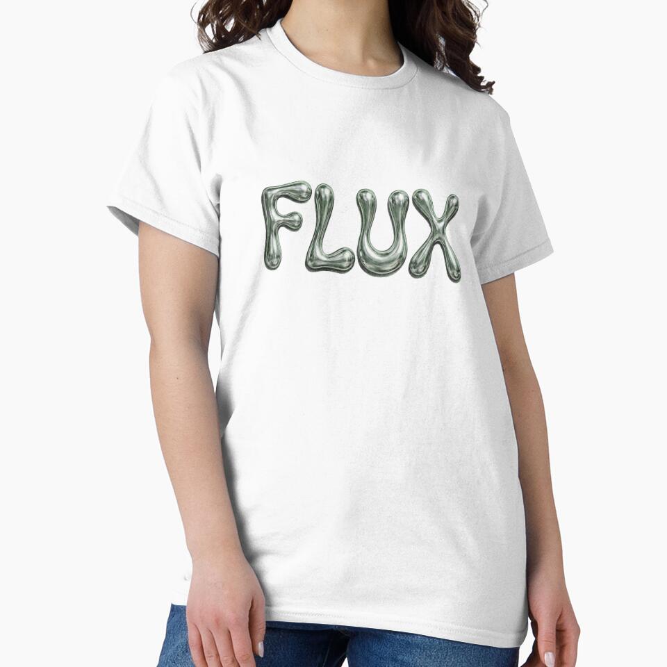 Liquid Chrome FLUX Typography – Melted Metal Y2K Streetwear Graphic with Analog Grit by devilfronty