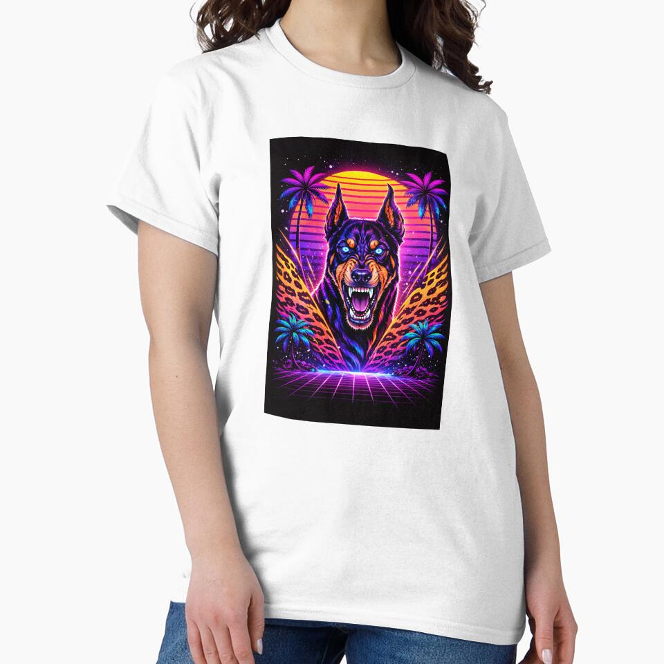 Neon Doberman – Synthwave Retro 80s Cyberpunk Predator by Fleetwood1994