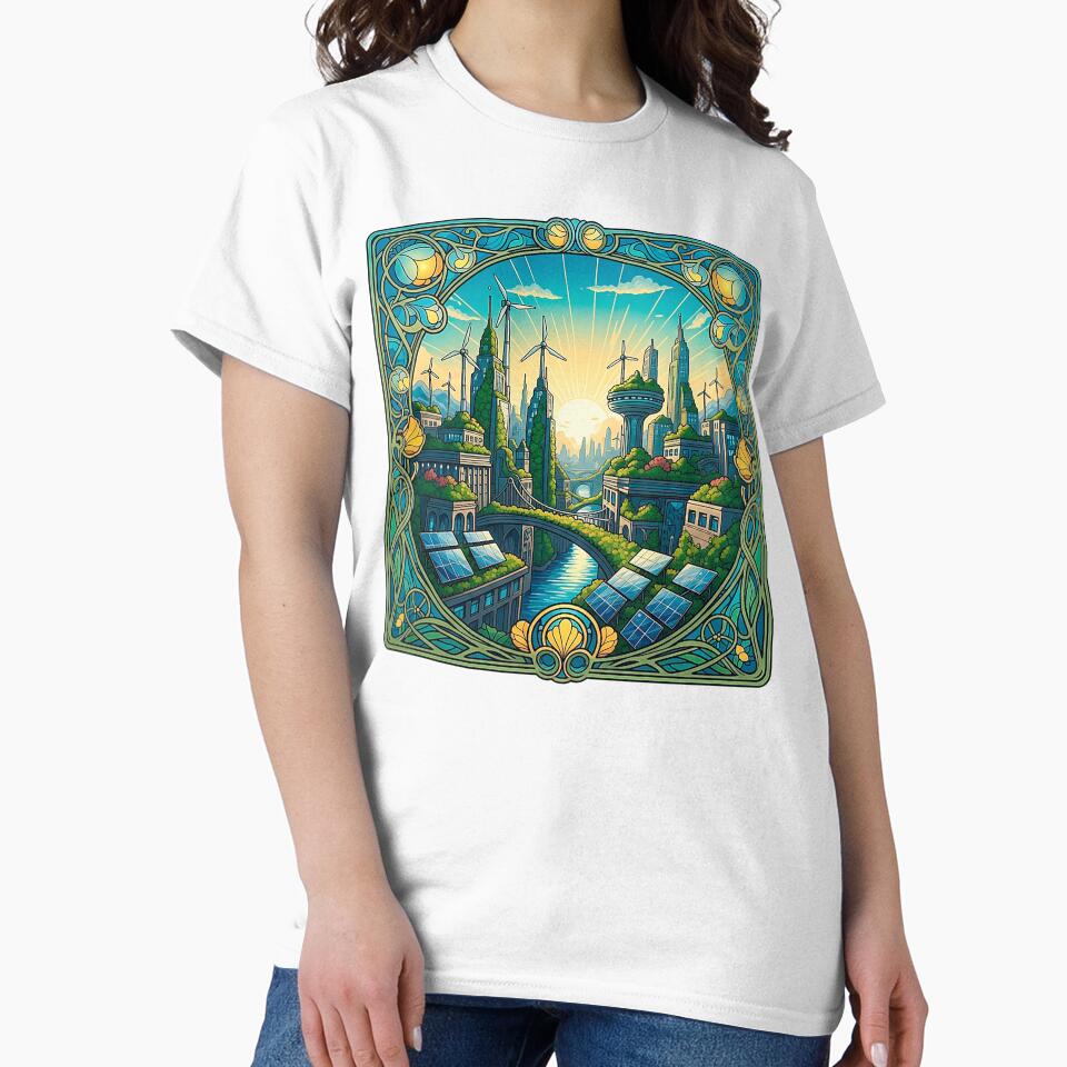 Solarpunk Cityscape Art Nouveau Green Future by SholoStudio