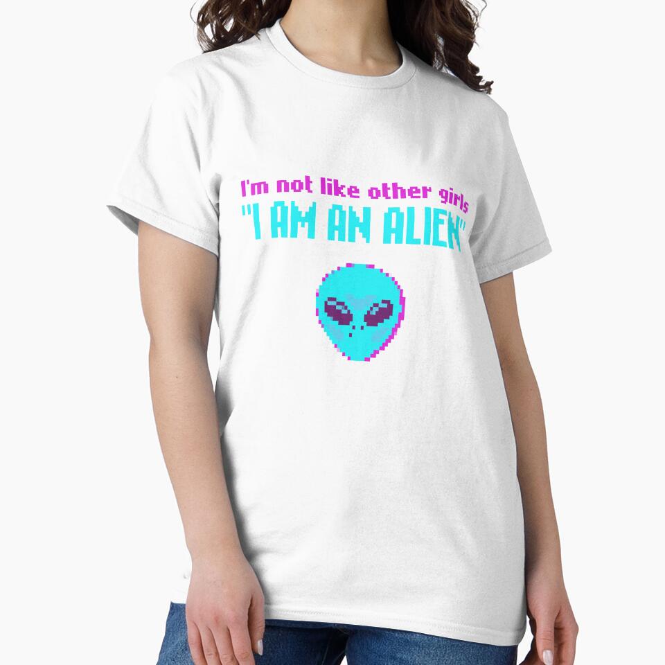 I'm not like other girls, i am an alien, Pixel Art funny meme, im not like other girls, 80s Retro aesthetic / blue and hot pink by SoloAutenica