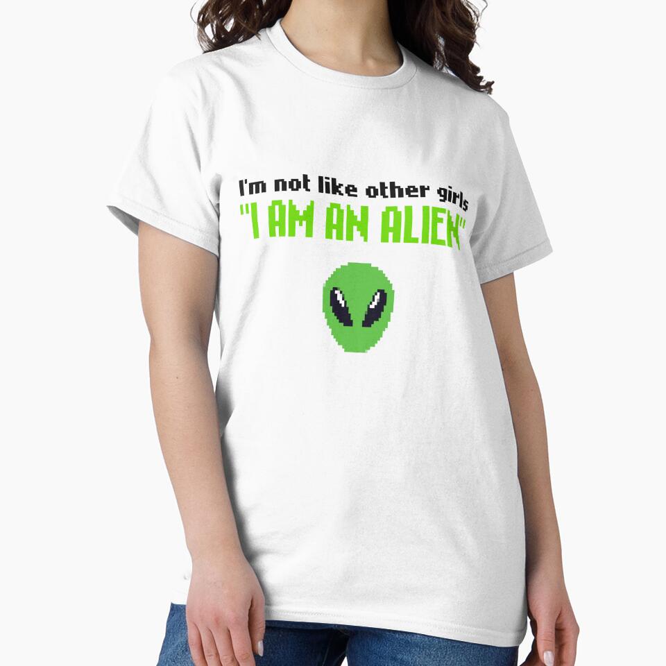 I'm not like other girls, i am an alien, Pixel Art funny meme, im not like other girls, 80s Retro aesthetic / green and black text by SoloAutenica