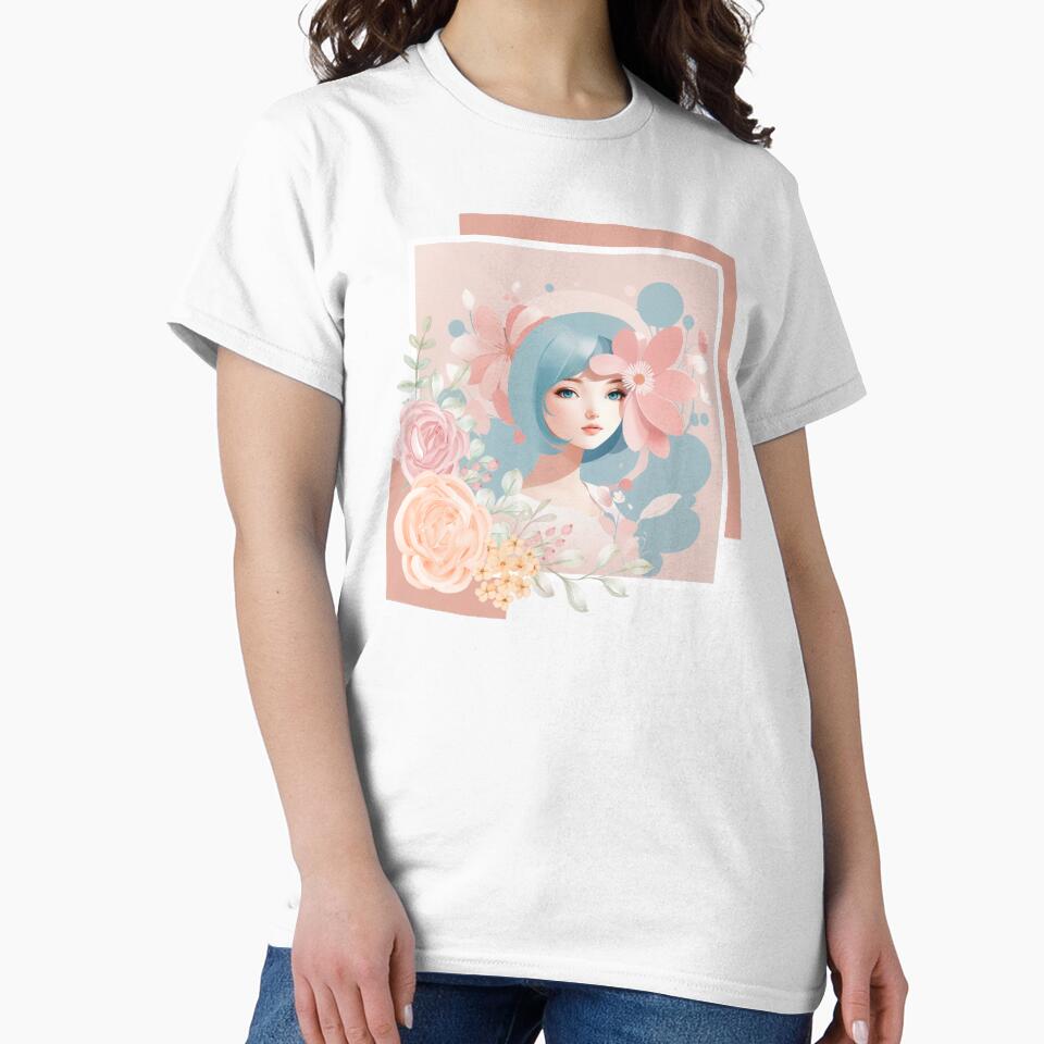 Beautiful woman with babyblue hair, pastel tones by Piano-pn