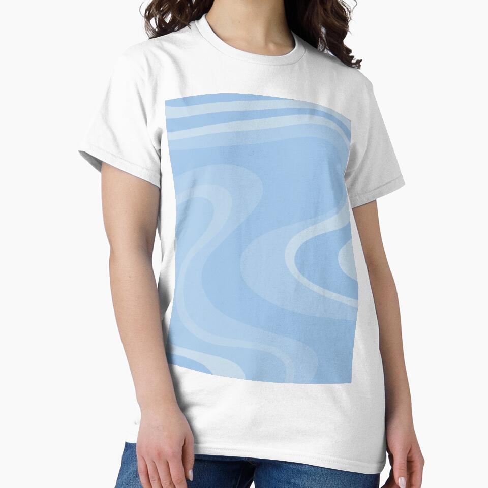 Powder Blue Retro Swirls Abstract Pattern by kierkegaard