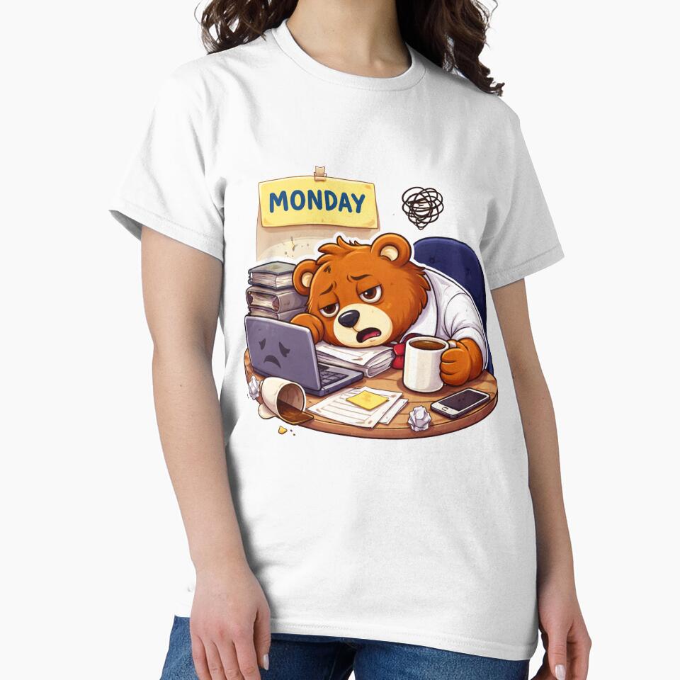 Copy of Tired Coffee Lover Bear Illustration by RelateAndTee