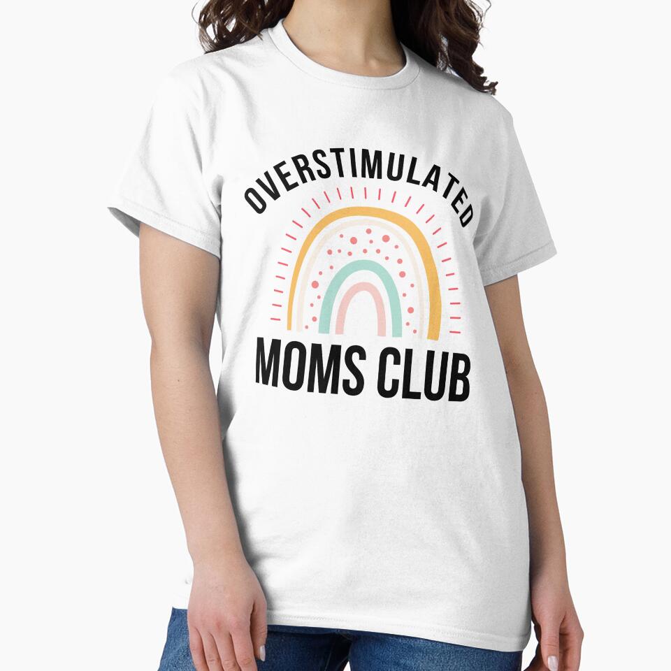 Overstimulated moms club funny mother humor boho rainbow by snowry