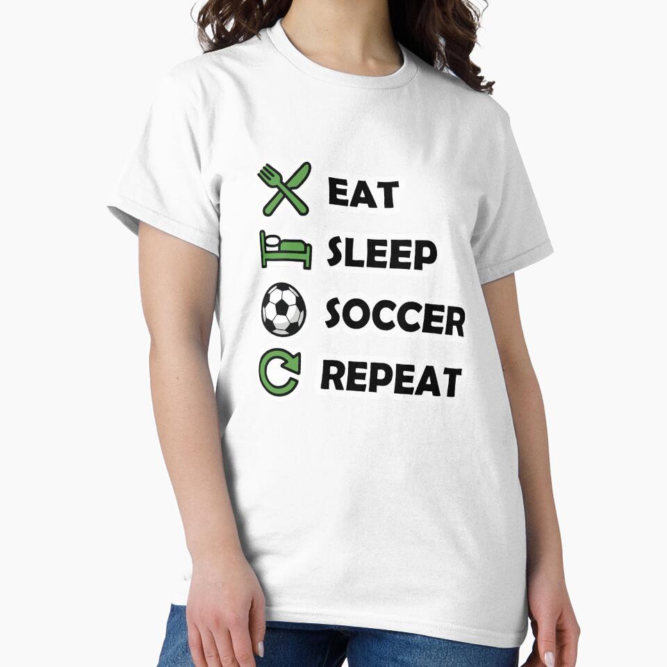 Eat Sleep Soccer Repeat Funny Sports Player Gift Green Icons by 6im0