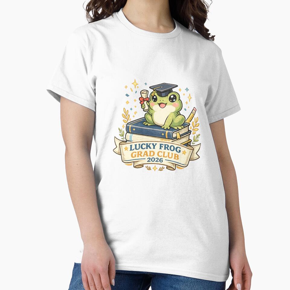 Lucky Frog Grad Club 2026 Cute Collegiate Graduation Art by Bratak