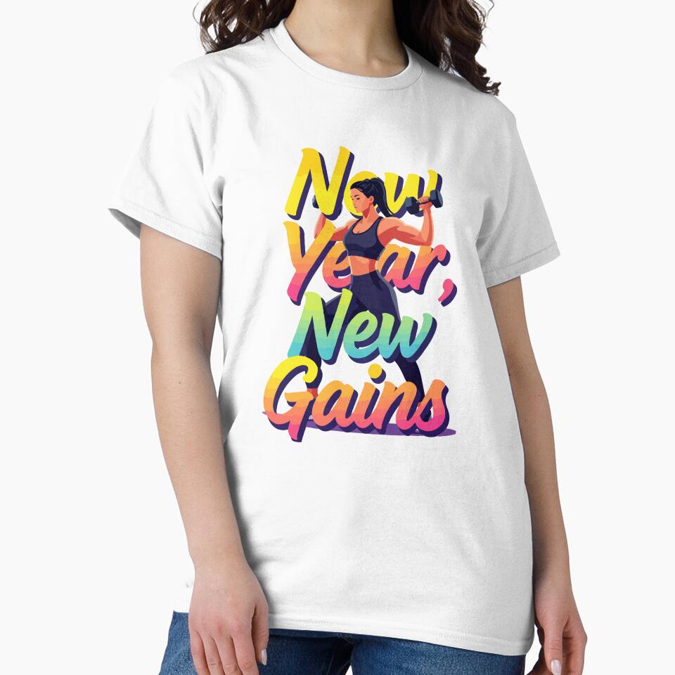 New Year New Gains - Female Fitness Motivation Workout 2026 Women Weightlifting by Design-Pro-21
