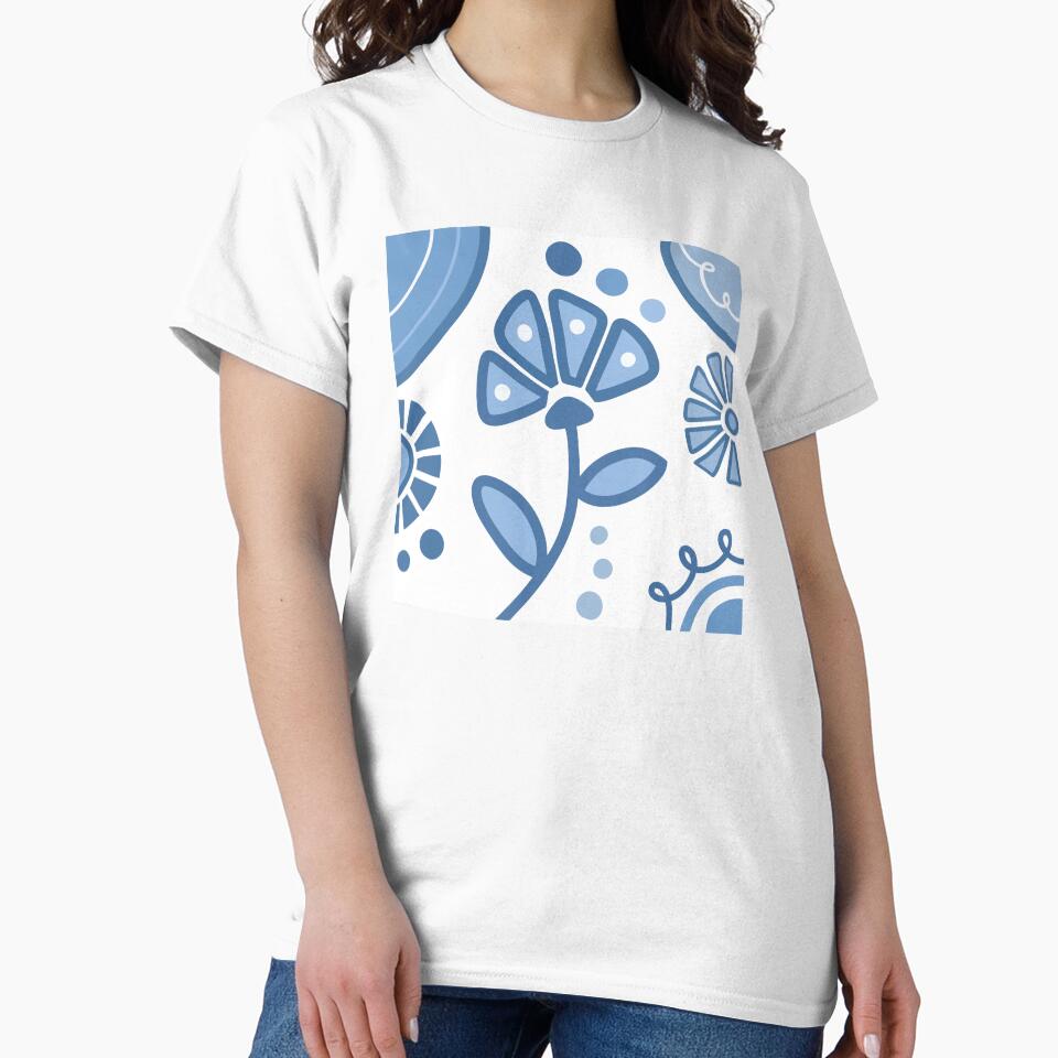 Blue And White Flower Bohemian Design by Sartoris Art