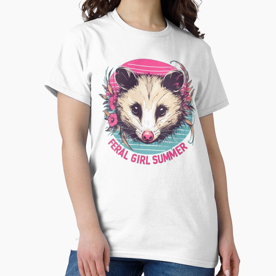 Feral Girl Summer Opossum Retro Vintage by TomFrontierArt