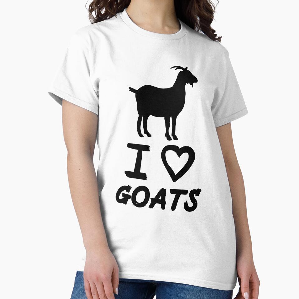 Black I Love Goats for Goat Lovers by Mochi-Merch