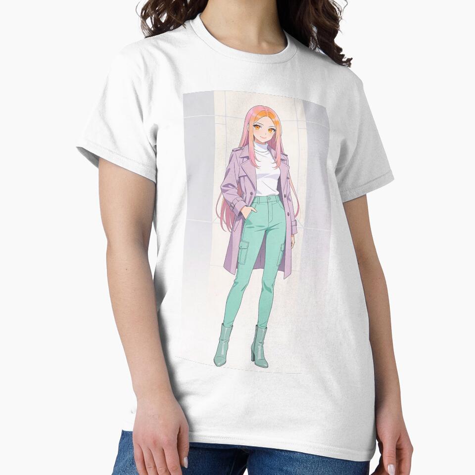 Confident Modern Pastel Anime - Fashionable Trench Coat Pose colour #1 by KMChronicles
