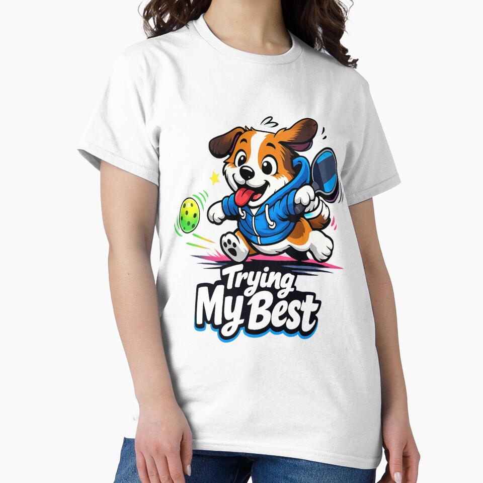 Trying My Best Dog Pickleball Cute Puppy Art by Xemora