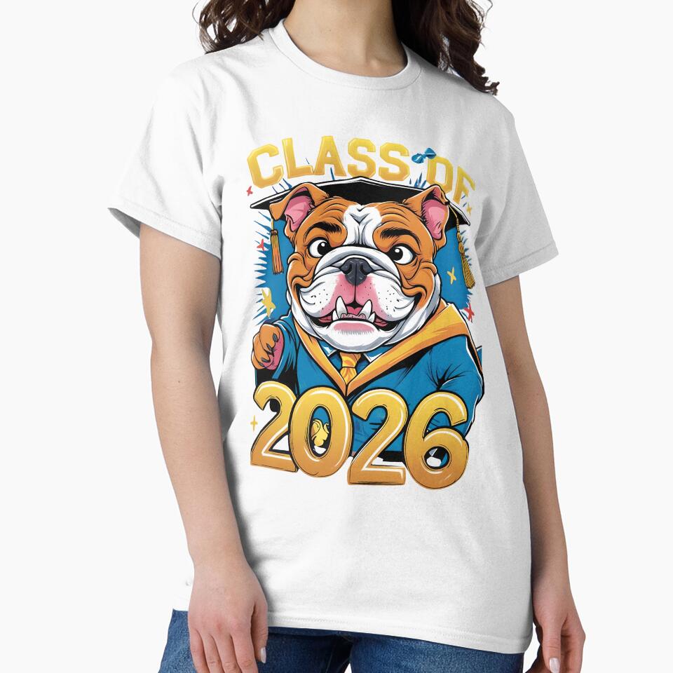 "Class of 2026" Bulldog Graduate - Humorous Pet Graduation by DarylWelsh2024