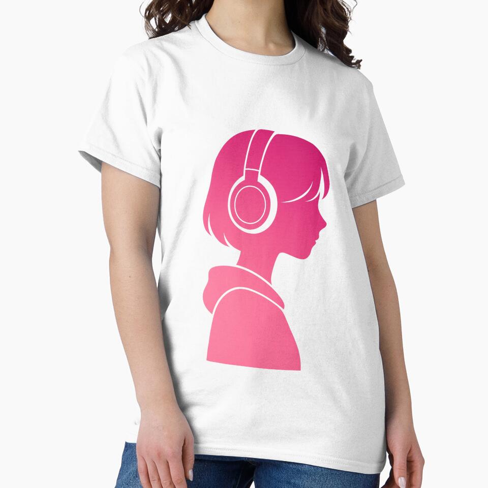 Lo-Fi Girl – Minimalist Headphones Silhouette in Pink Gradient by PocodotCreations