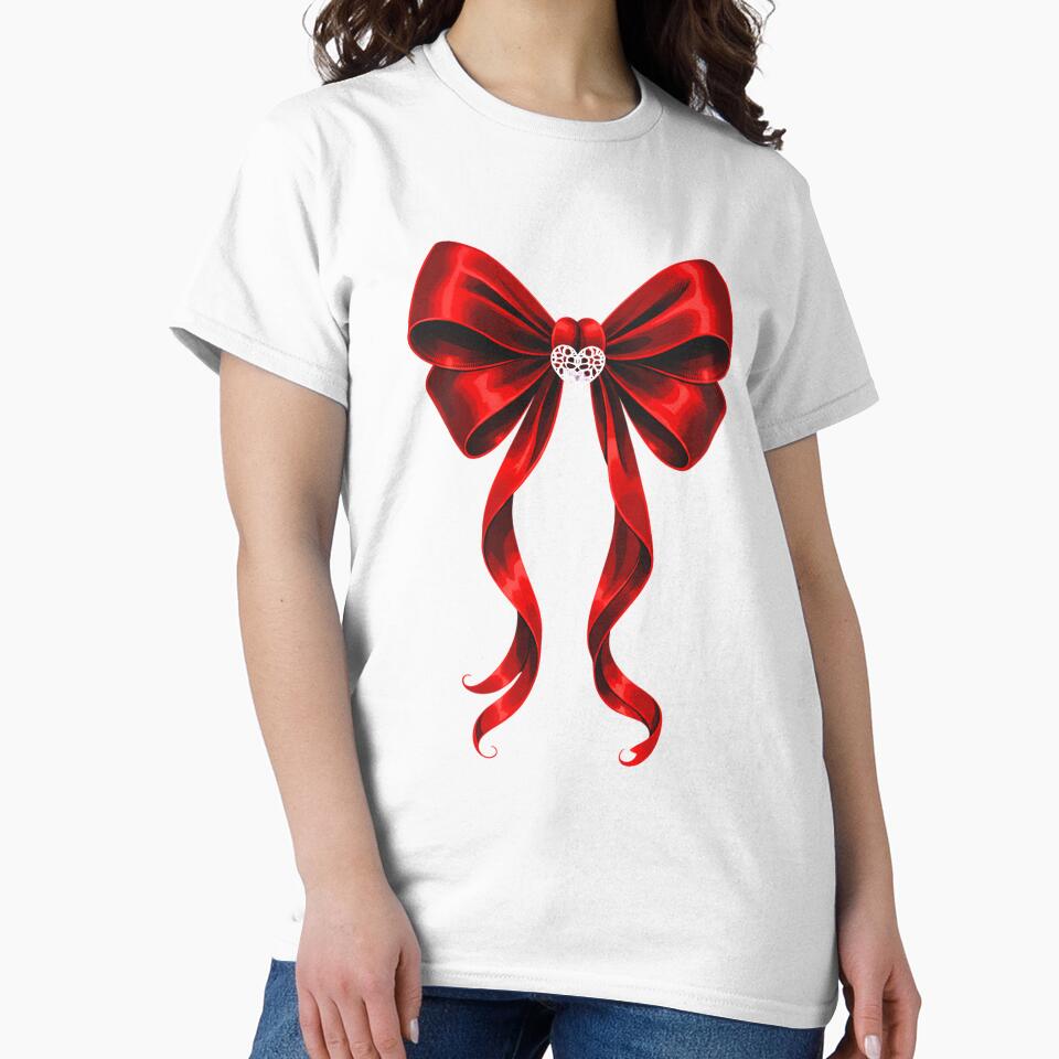 Coquette Bow Aesthetic Red Ribbon Heart Valentines Day Girls by clothesy7