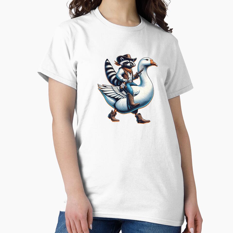 Yeehaw Chaos – Cowboy Raccoon Riding a Goose by SummDesignCo