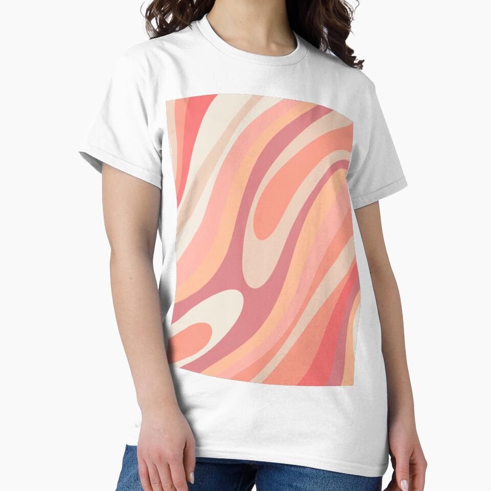 Retro Wavy Loops Pink Peach Pastel Abstract Pattern by kierkegaard