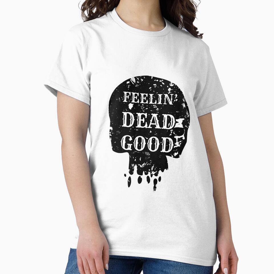 Feelin' DEAD GOOD - Dripping Teeth Halloween Black&White Skull by Abstract-Artist