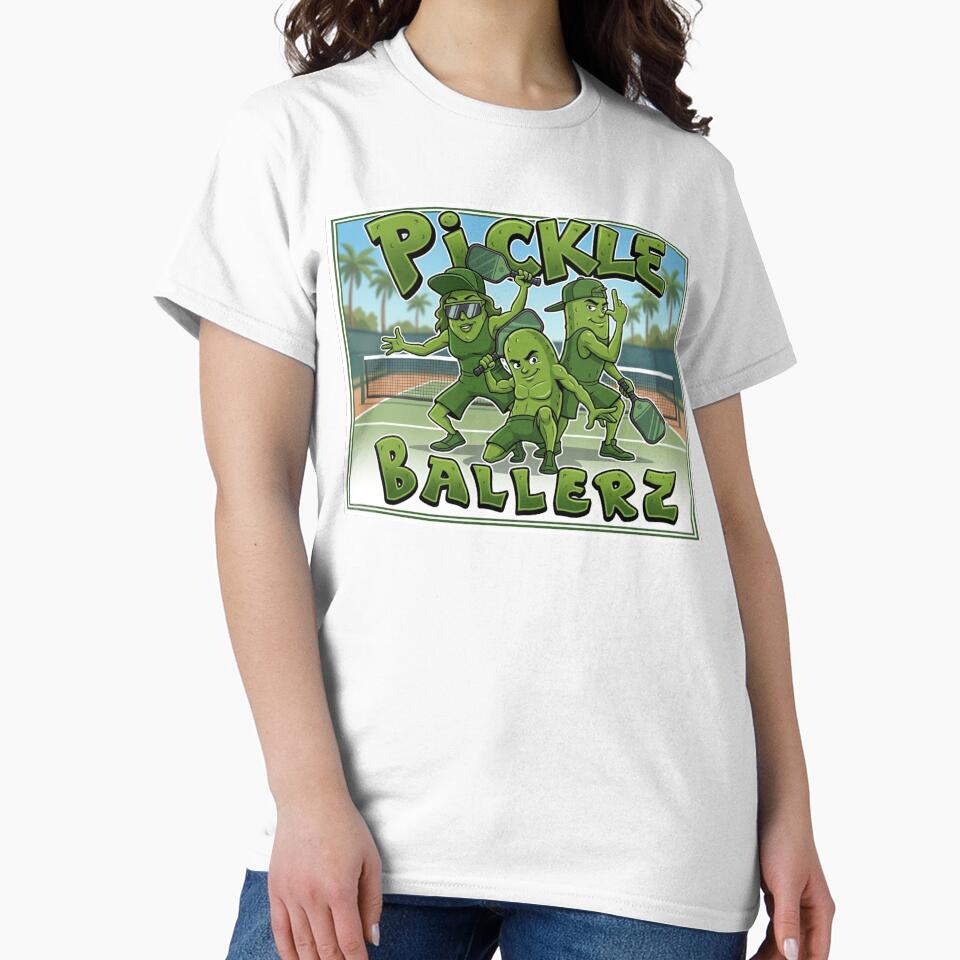 Pickle Ballerz Funny Sports Mascot: Pickleball Team Graphic by KabronX