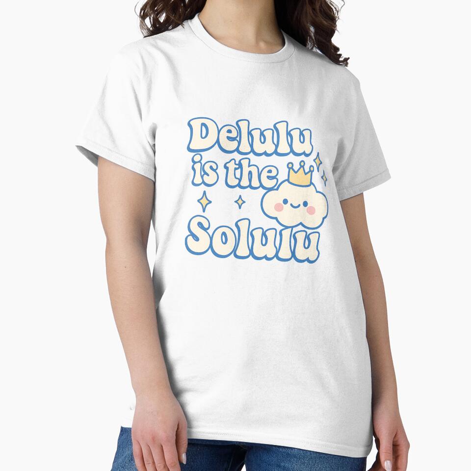 Delulu is the Solulu – Cute Pastel Sticker with Gen Z Quote & Kawaii Cloud by Designeerguy