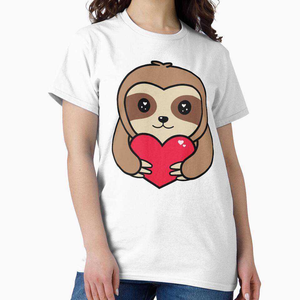 Sloth Holding Heart – Kawaii Valentine Animal by MarshallStickerX