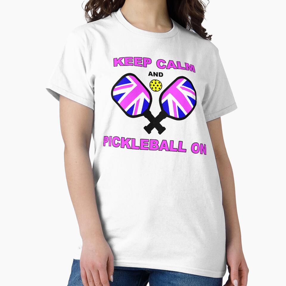 KEEP CALM and PICKLEBALL ON - UK pickleball - Union Jack Pickleball - British pickleball – PINK pickleball GIFT by originalsusie