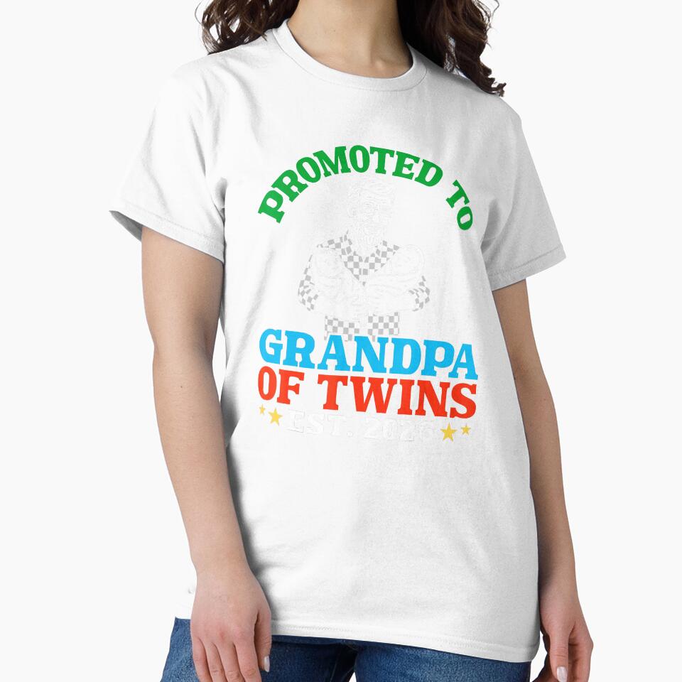 Promoted To Grandpa Of Twins Est 2026 Funny Family Announcement by zamiokaline
