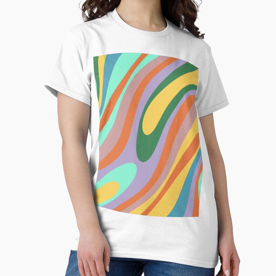 Wavy Loops Retro Abstract Pattern Lavender Green Yellow Orange Mint by kierkegaard