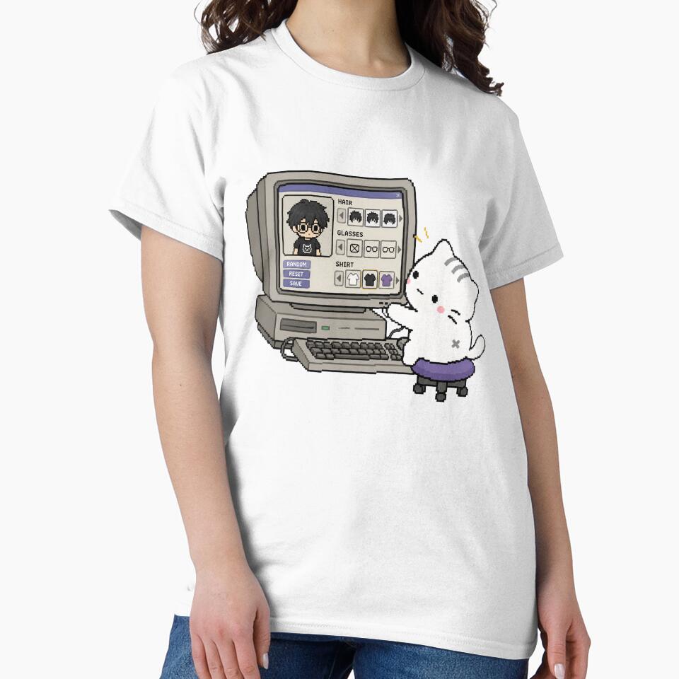 Cute Cat Creating a Pixel Avatar Retro Internet Y2K Nostalgia by TrxshWear