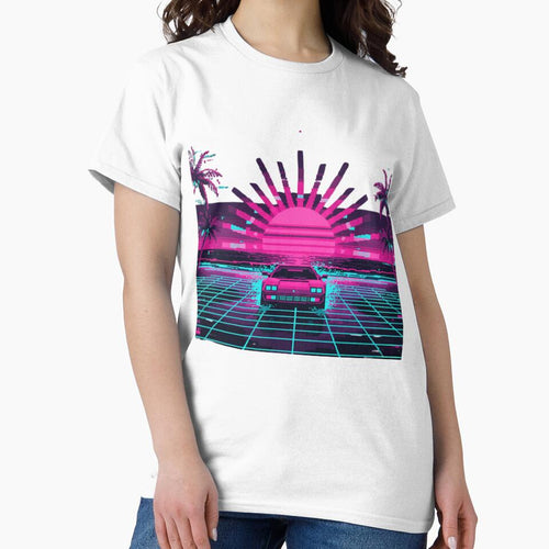 80s Sports Car on Neon Grid - Synthwave Pixel Art by BlissHalo