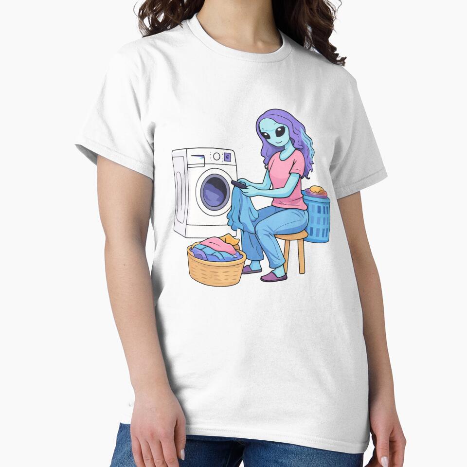 Alien Woman Doing Laundry by Everyday Aliens