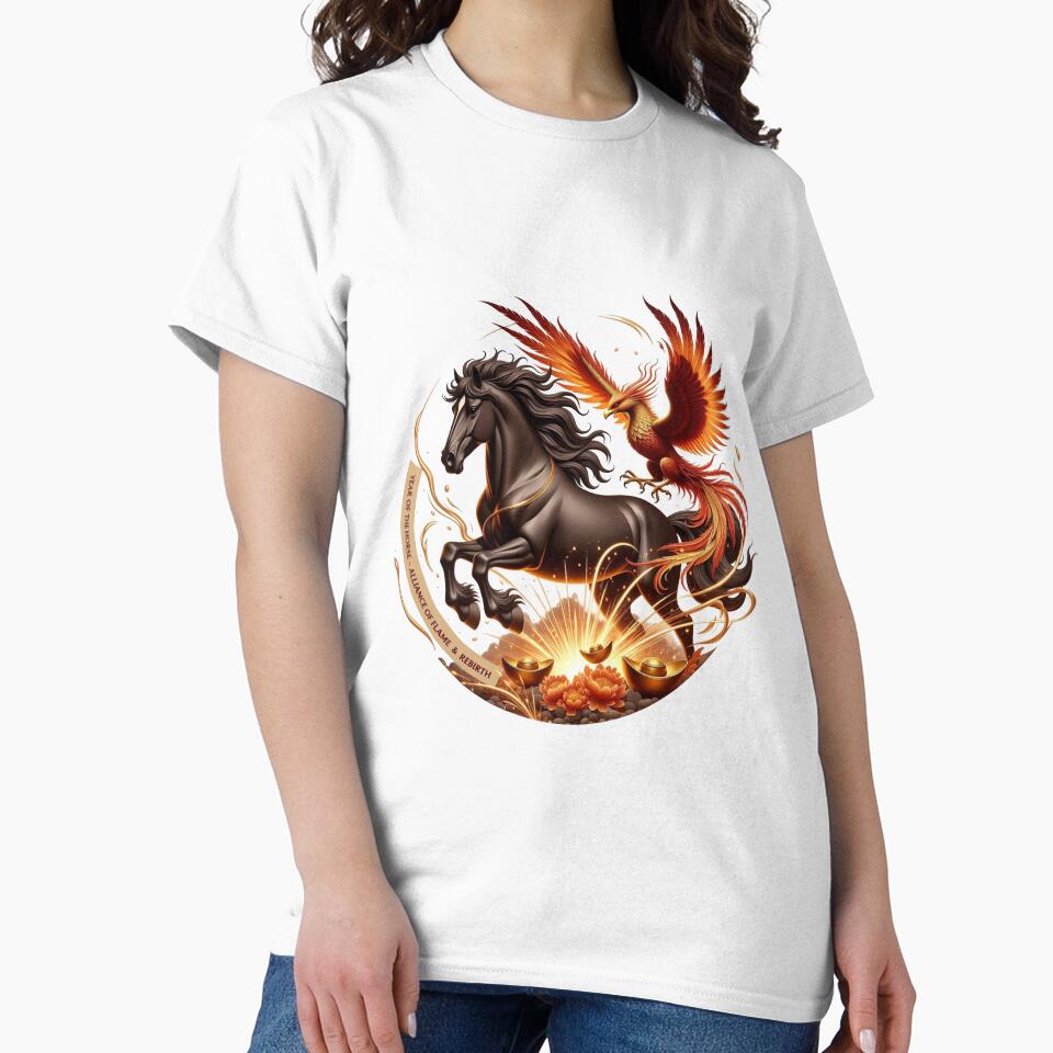 Year of the Wood Horse Phoenix T Shirt, Flames of Rebirth & Renewal Mug, Lunar New Year Gift by YMLux
