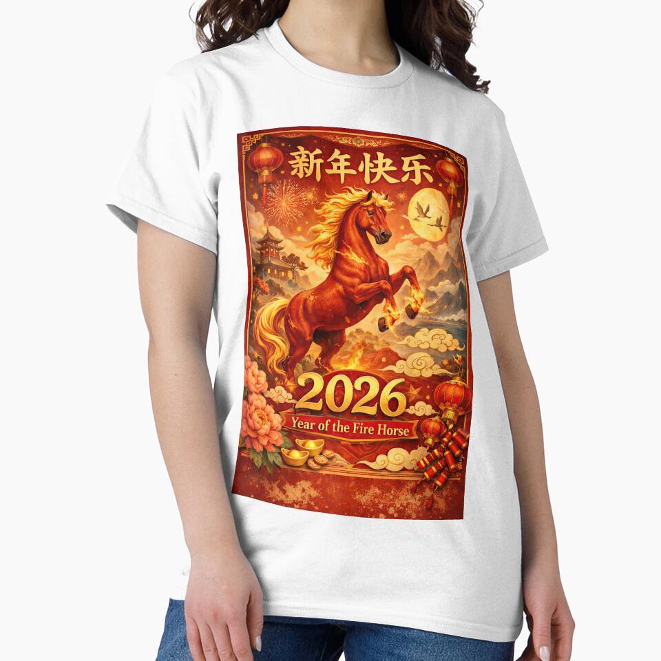 Chinese New Year 2026 – Year of the Fire Horse | Lunar New Year Red Horse Art by elgreko