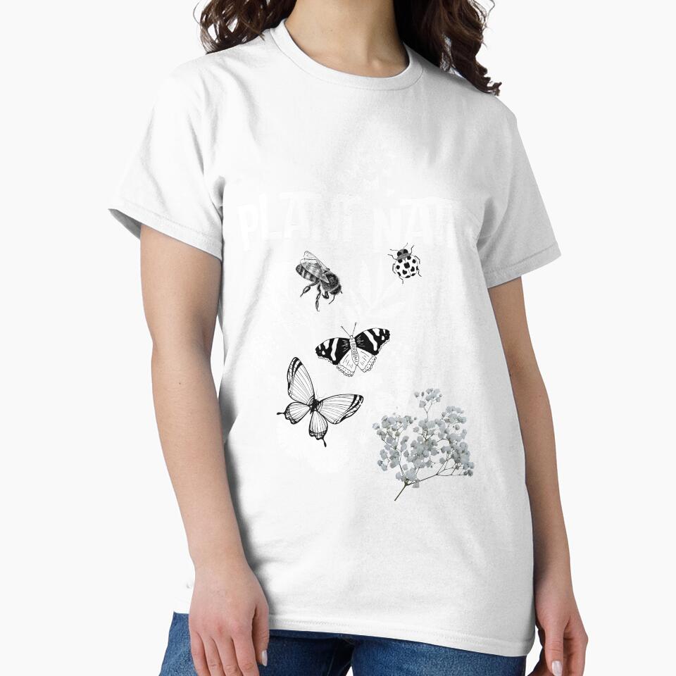 Plant Native White Silhouette Plants & Pollinators Design by EarthArtDesigns