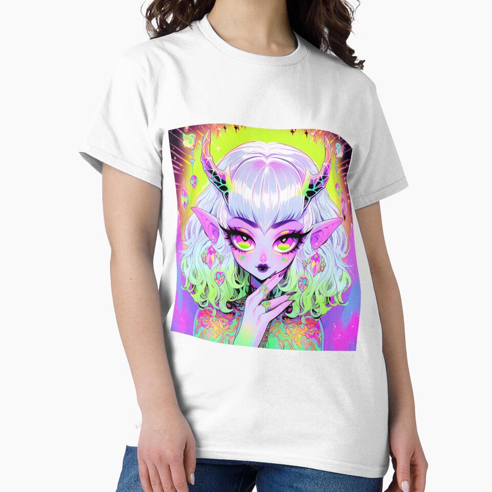 Bright Neon Alien Anime Girl by bubblegoth