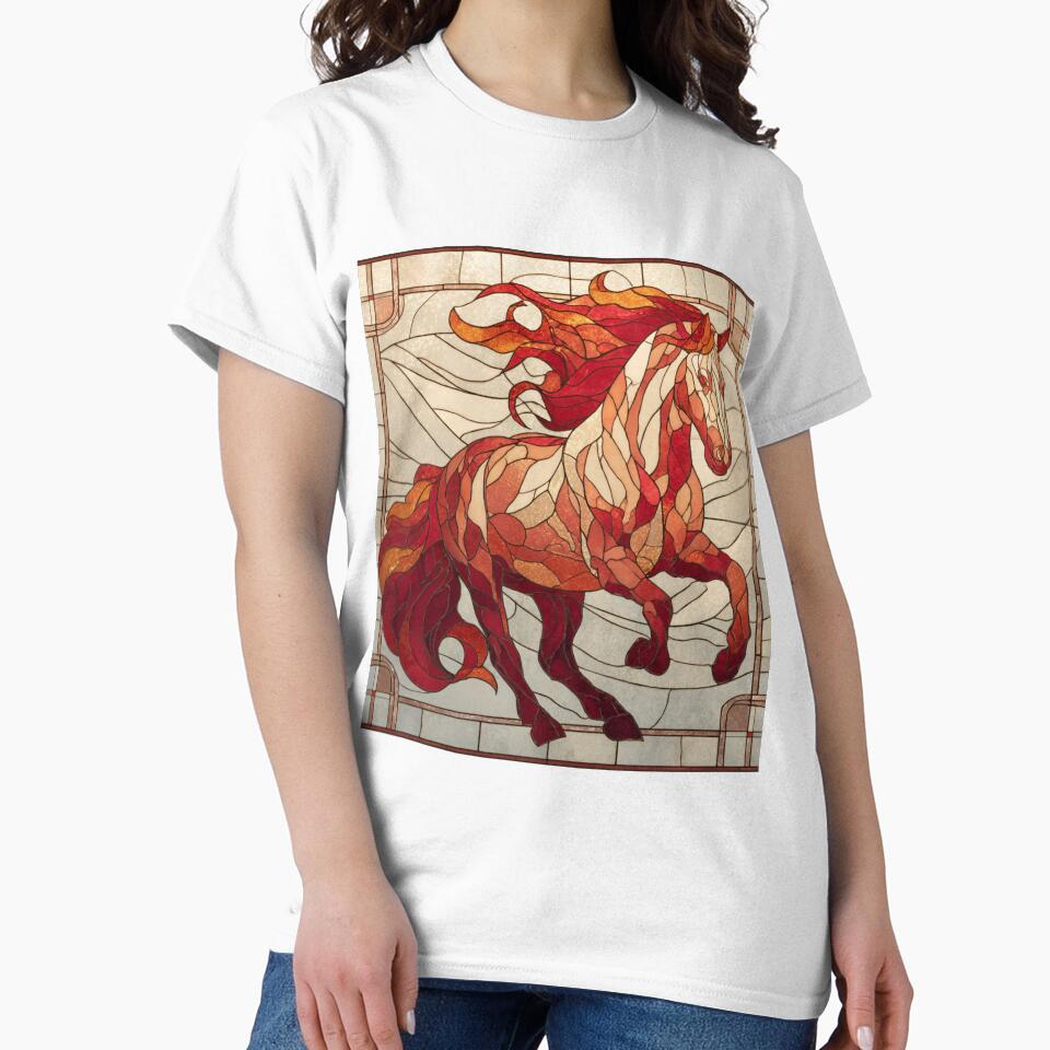 Stained Glass Inspired Lunar 2026 Red Fire Horse by GrinGalore