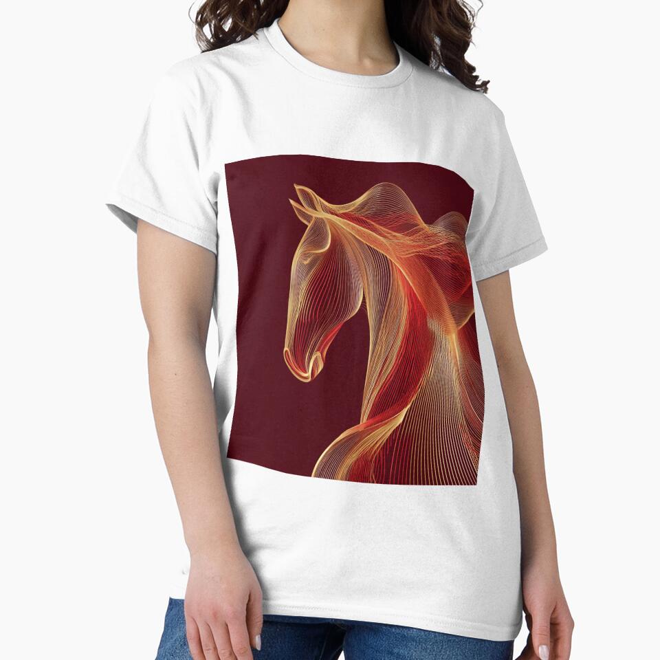 Abstract Minimalistic 2026 Red Fire Horse Elegant Curvature by GrinGalore