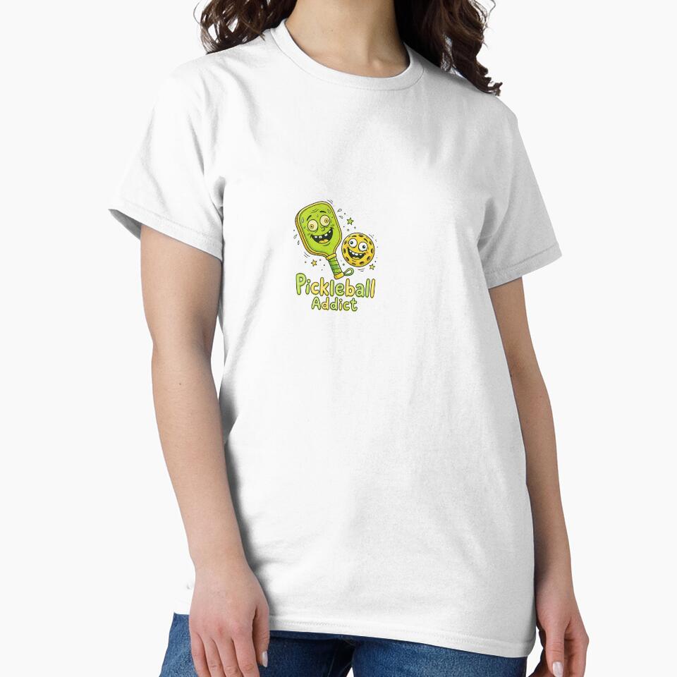 Pickleball Addict - Cartoon Paddle Design by BinAlgoPix